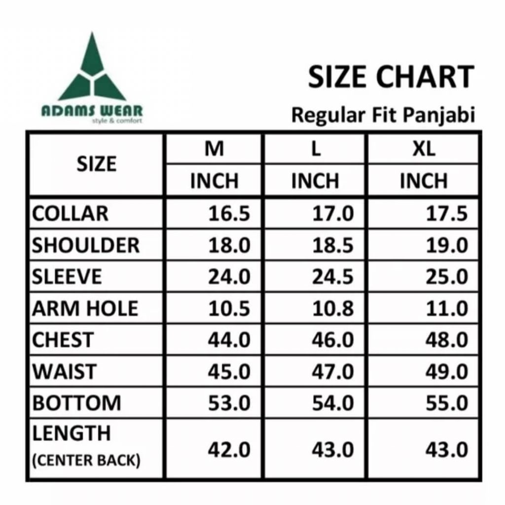 panjabi Size chart2