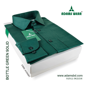 Premium 100% Cotton Bottle Green Formal Shirt By Adams Wear